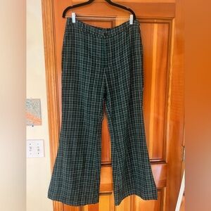 Shein Wide Leg Plaid pants Green Size XL